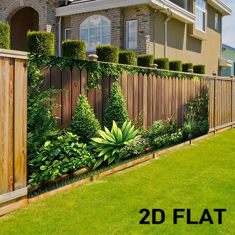 1pc 2D Printed Flower Blooming Wooden Fence Banner - Colorful Autumn Leaves and Sunny Path Design