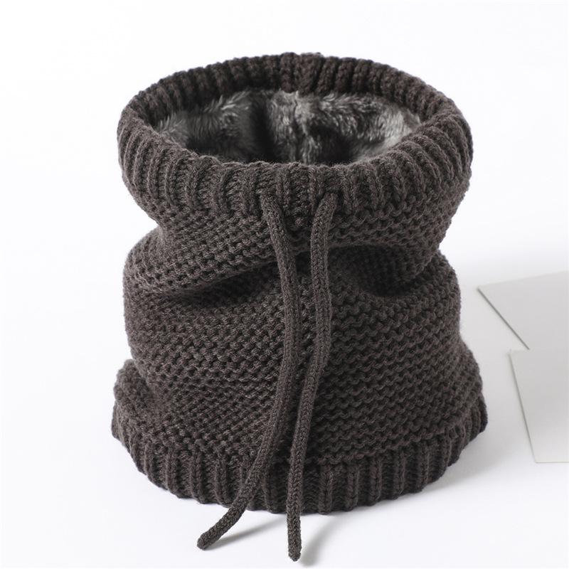 Unisex Autumn Winter  Knitted Ring Neck Cover Scarf Children Thickened Fleecing Drawstring Neckerchief Women Men Decoration