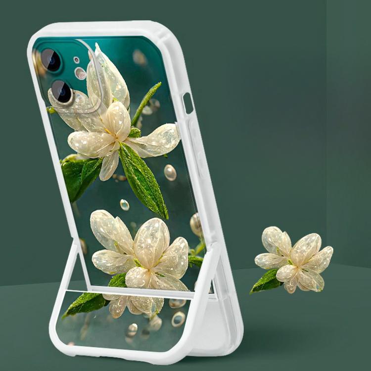 Crystal Flowers Suitable for 16promax IPhone Case IPhone 15 Invisible Bracket 14 Silicone 13/12/11