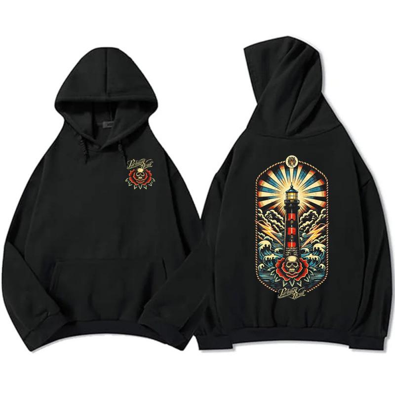 European Fit Skeleton Lighthouse Pullover Hoodie
