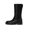 Shei super soft tire calfskin~ flanged thick heel stack high heel short boots women's Martin boots