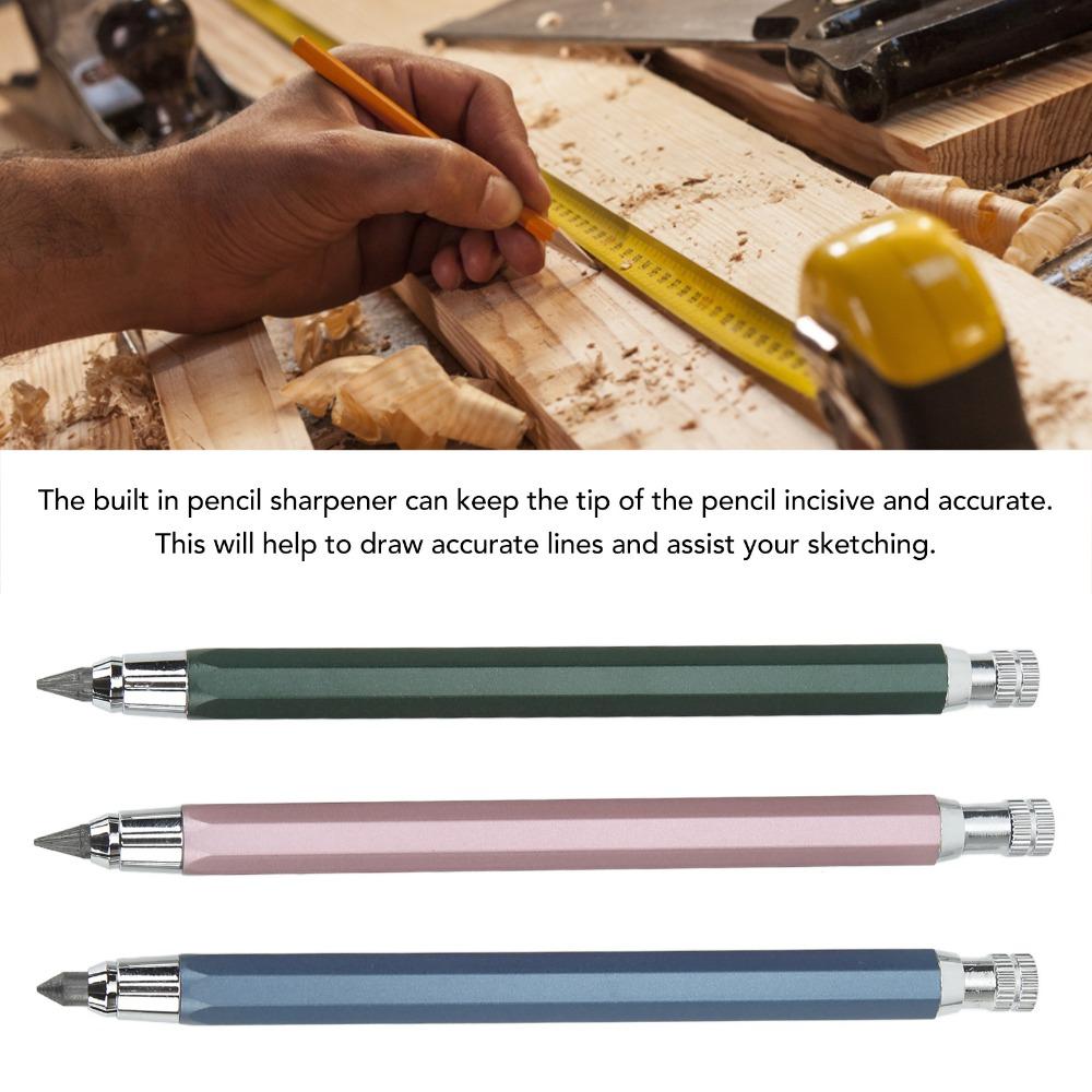 3pcs Blue Pink Green Mechanical Carpenter Pencil 5.6mm Lead Automatic Clutch Pencil Art Sketching