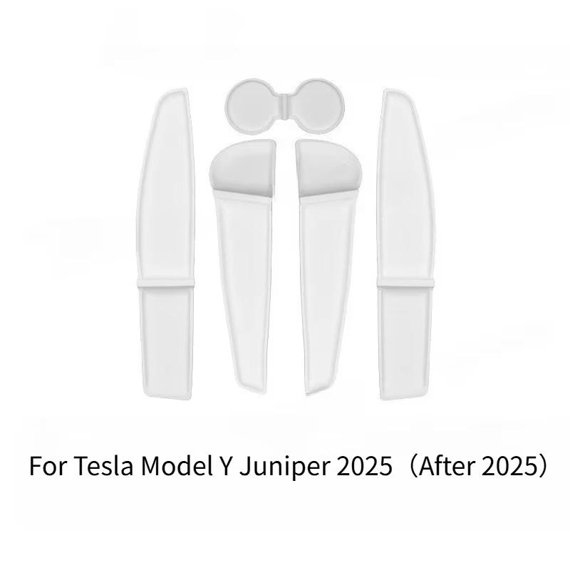 For Tesla Model Y Juniper 2025 Car Door Storage Pad 5PCS TPE Central Control Water Cup Holder Mat Organizer Tray Car Accessories