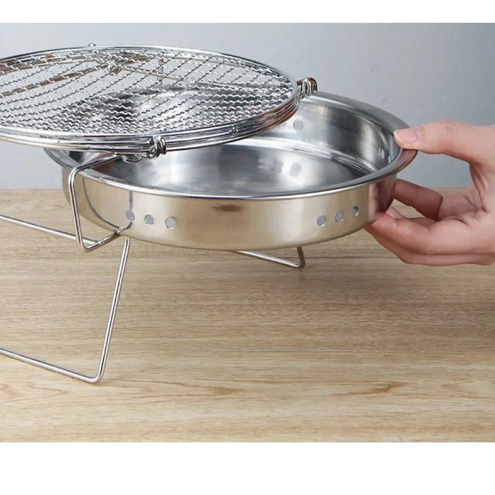 Folding Stainless Steel BBQ Grill for Outdoor Camping Patio Portable Round Barbecue Stove for Healthy and Convenient Cooking