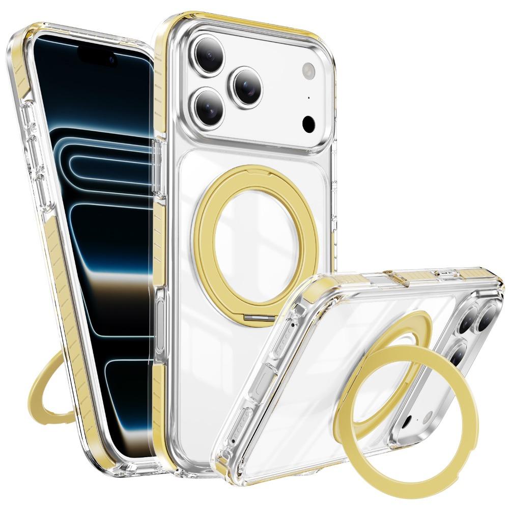Fashion Transparent Magnetic Phone Case For iPhone 17 Air 16 15 14 Plus 13 Pro Max 360 Ring Stand For MagSafe Shockproof Cover