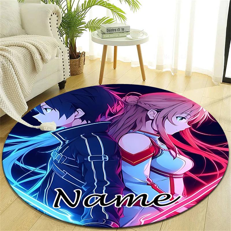 Personalized S-Sword Art Online Round Chair Office Rug - Perfect for Mat, Office Chair & More - Ideal Gift for Birthdays and Holidays