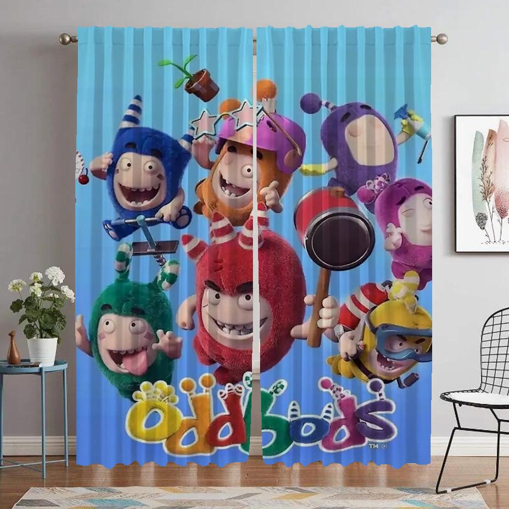 Oddbods Blackout Curtain for Room 2 Panel Elegant Room Curtains Shades Halloween Decoration Partition Tulle for Bedroom Living