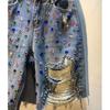 Jeans Hole Shorts Women Summer Short Pants High Waist Stretch Distressed Washed Diamonds Streetwear Straight Denims
