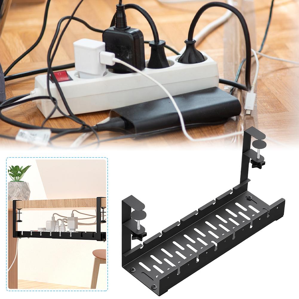 1pcs Power Strip Under Desk Retractable Cable Management Rack No Drill Wire Organizer Storage Box Desk Office Organizer Tools