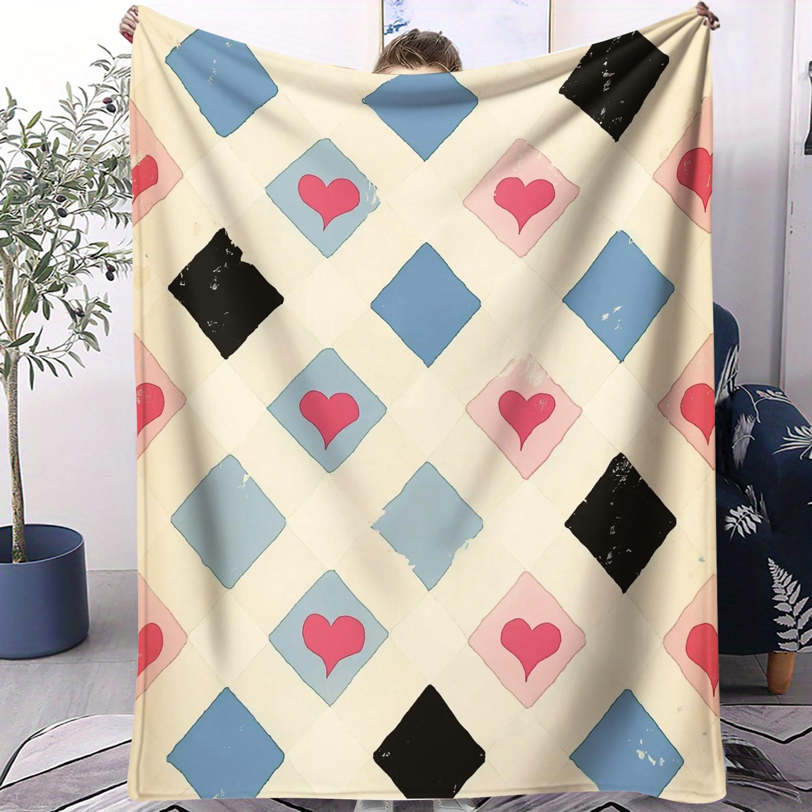 

Cute Printed Pattern Blanket Soft Blanket Air Conditioning Blanket Bedroom Sofa Decoration Girls Love Holiday Birthday Gifts 70x100cm