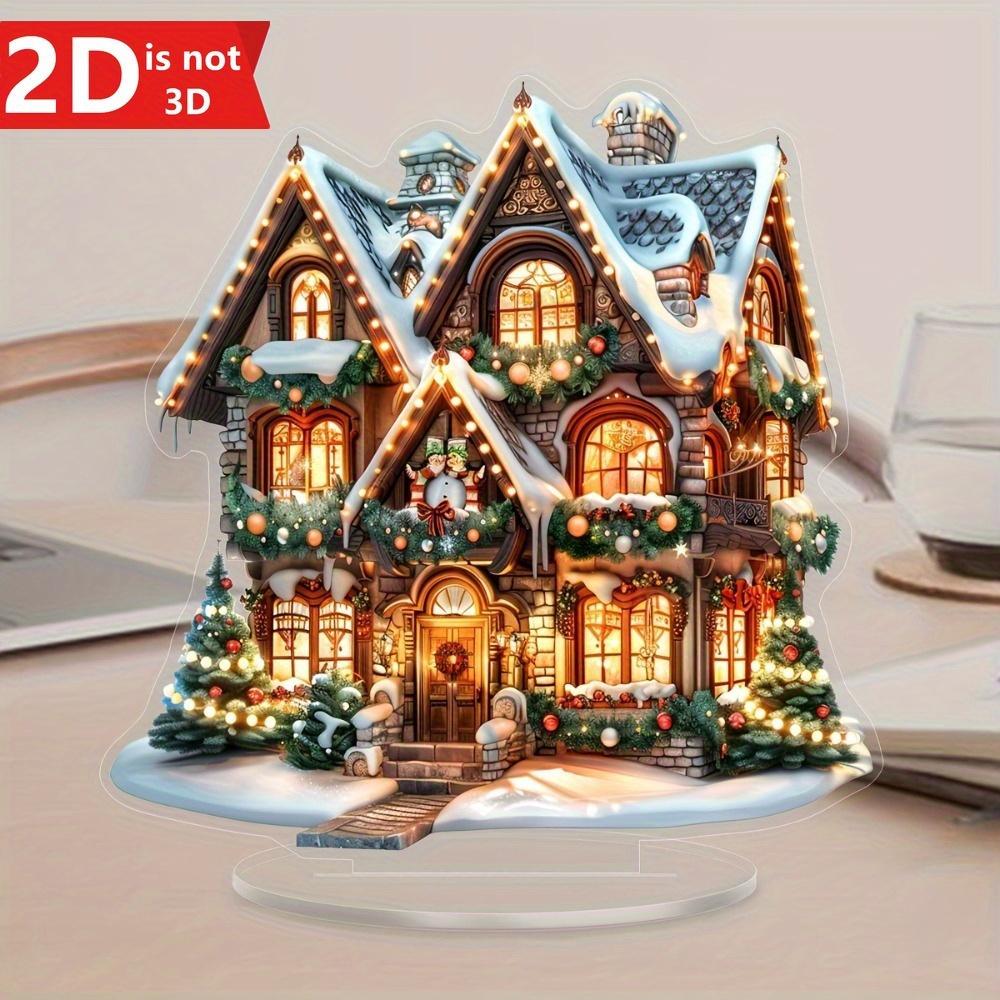 A charming two-dimensional gingerbread house Christmas table ornament: a multi-purpose holiday decoration with a base