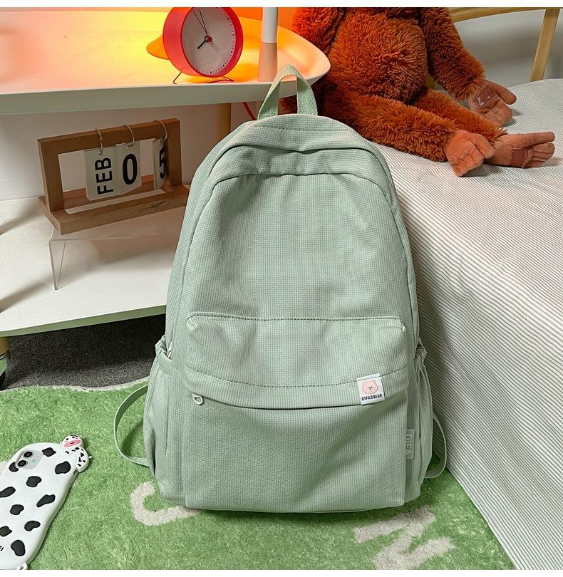 Schoolbag sweet soft sister solid color large capacity student schoolbag 1011 autumn new female college students ins light casual double