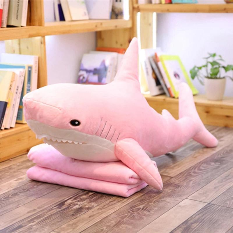 60-140Cm Grote Reusachtige Populaire Haaienhuid Zacht Pluche Haai Halfafgewerkte Jas Vis Kussen Speelgoed Pop Cadeau Voor Kinderen Baby 60cm beige