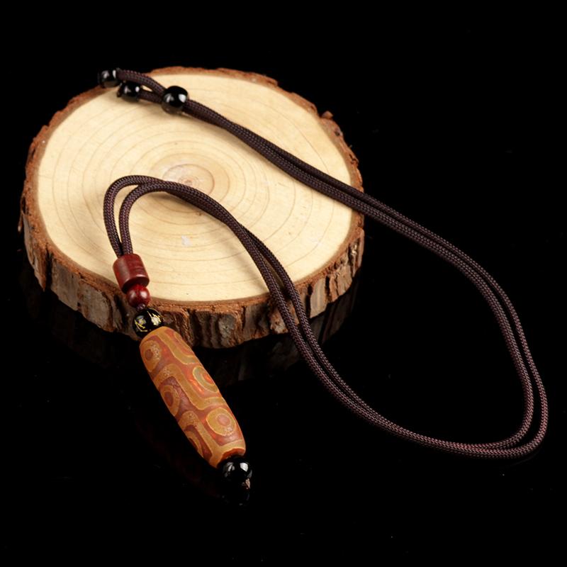 Sky Bead Necklace Xizang Nine Eye Sky Bead Pendant with Black and White Natural Agate for Men and Women