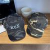 American Retro Ripped Camouflage Embroidered Baseball Cap Female Street Personality Wide Brim Shows Small Face Soft Top Cap Tide
