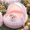 Princess Style Pet Cradle Bed Removable Washable Round Cat Dog House Cozy Four‑Season Kennel for Small Dogs Cats Spring Summer