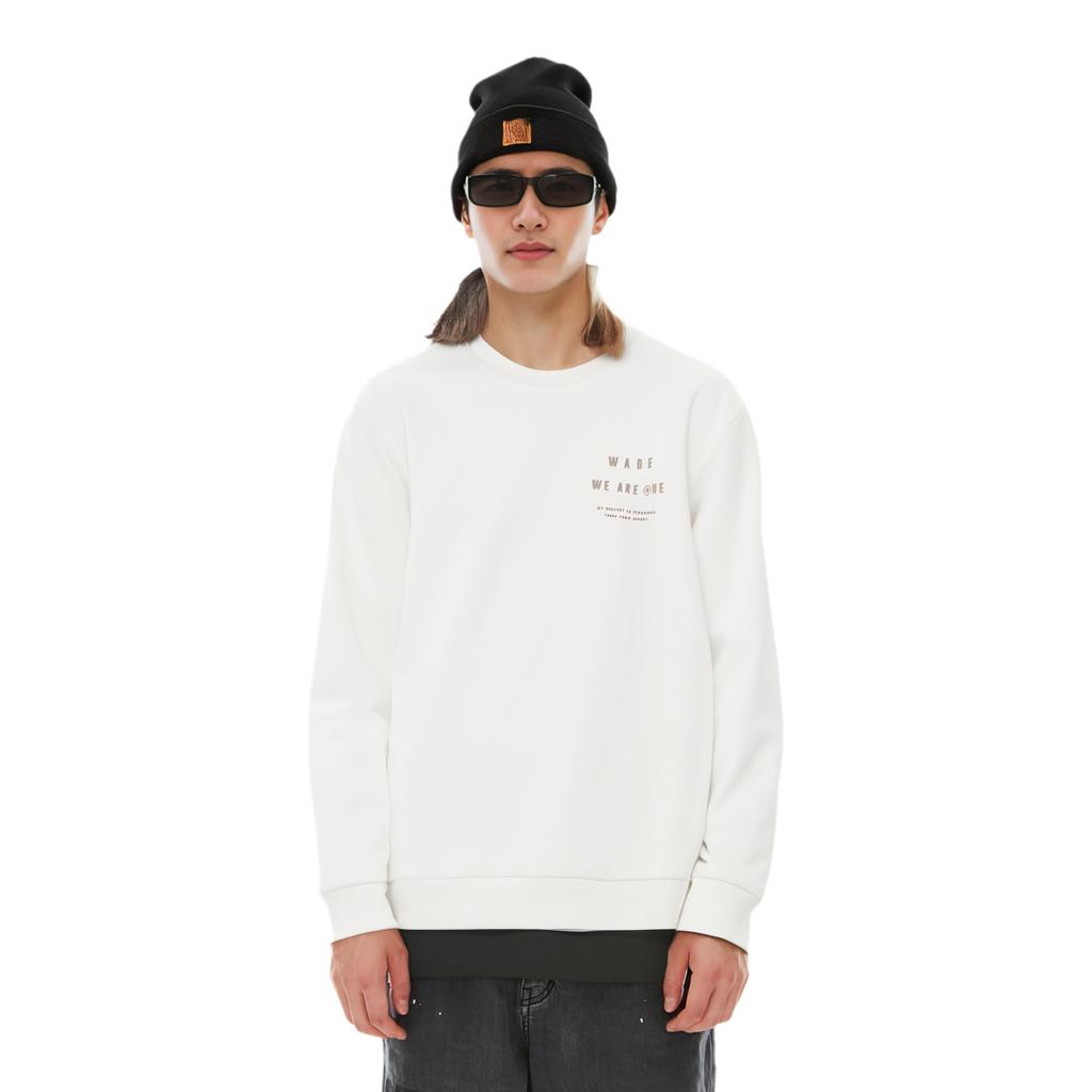 Li Ning Sweatshirts Men's Ecru Crew Neck Moderate Regular AWDS189-3K