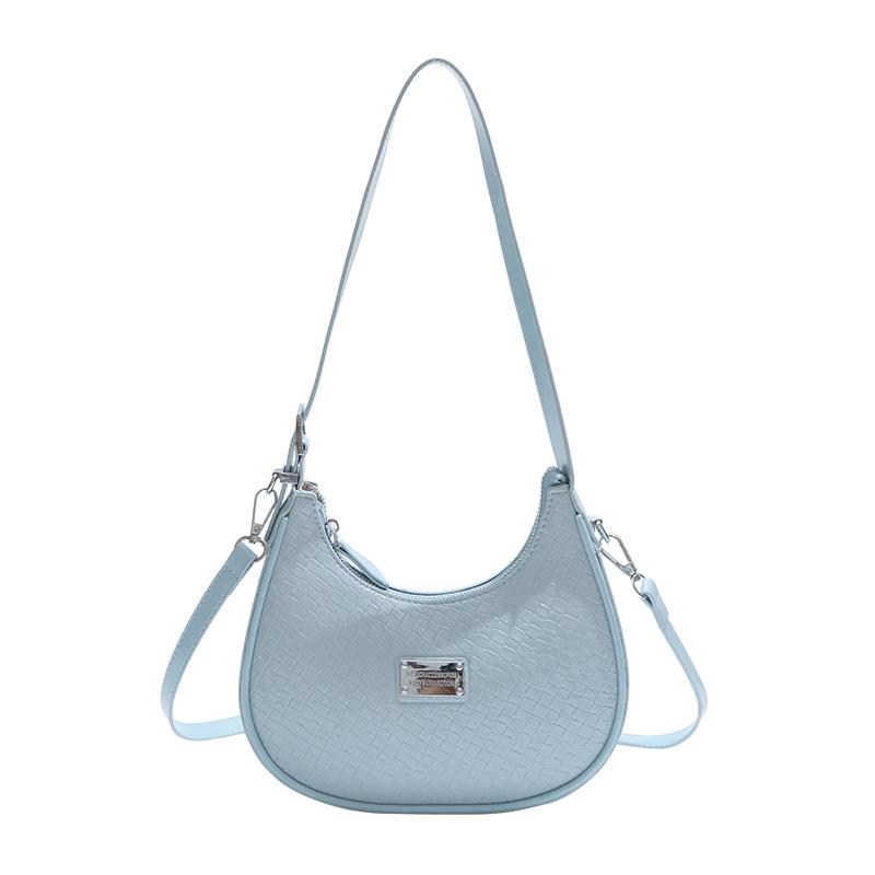

Niche woven design armpit bag, high-end trendy fashion crescent bag, high-end texture shoulder messenger bag. синій