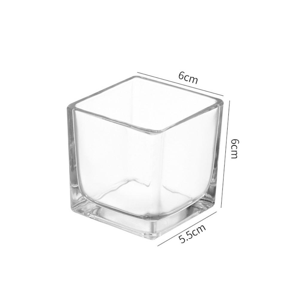 

Minimalist Transprent Square Glass Vase Geometric Hydroponic Flower Pot Fish Tank Office