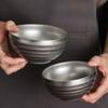Retro Stainless Steel Threaded Rice Bowl Ramen Kimchi Seasoning Sugar Ramen Bowls Home Restaurant Tableware Kitchen Accessories
