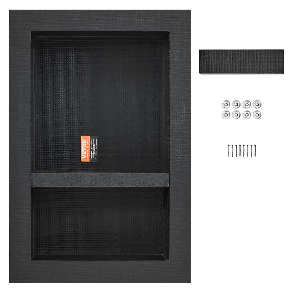 Shower Niche Ready for Tile 40.64 x 60.96 cm, Double Shelf Organizer, Square Corners Wall-inserted Niche Recessed, Sealed Protection Modern Soap