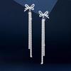 S925 Sterling Silver Bowknot Diamond Inlaid Long Tassel Earrings - Luxurious, Versatile Fashion Accessories for Women