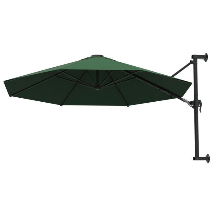 VidaXL Wall-Mounted Parasol with Metal Pole 300 Cm Green Balcony Garden Terrace 44864