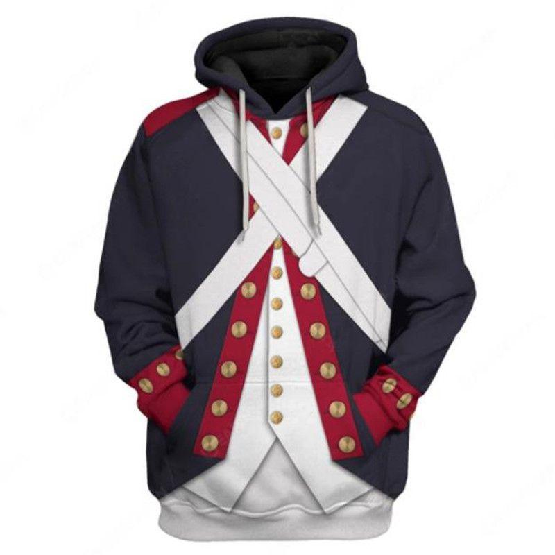 Historical Army Uniforms 3d Pattern Hoodie Cosplay Sweatershirt For Men And Women