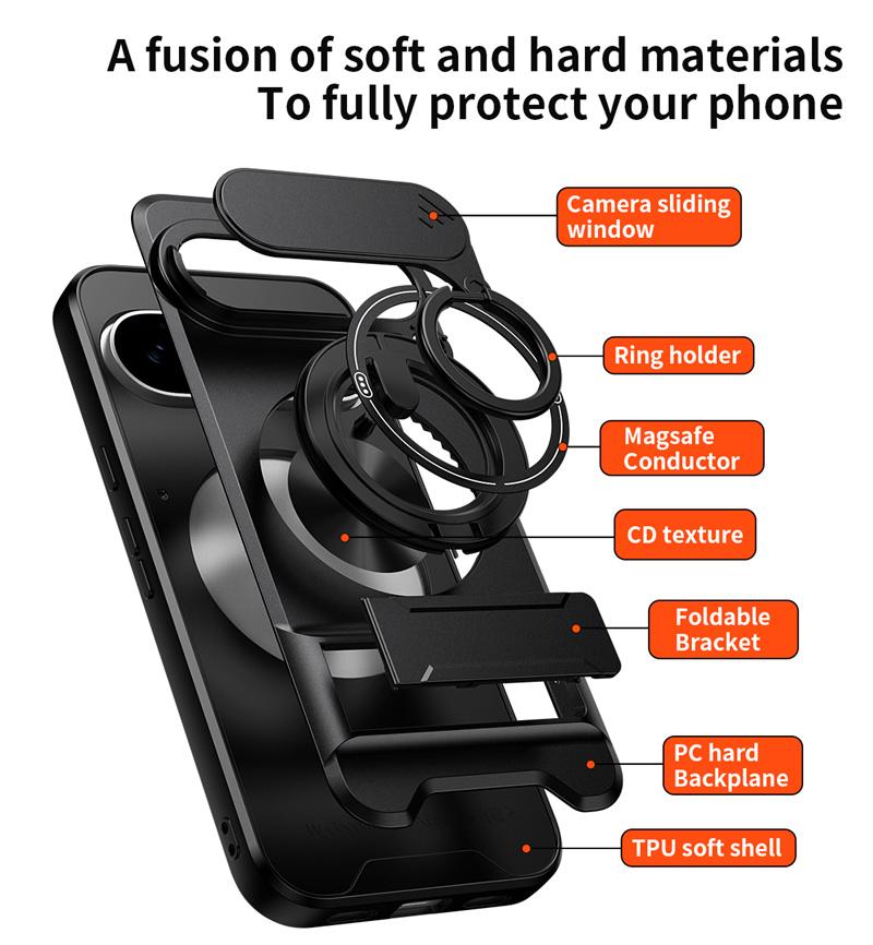 Custodia Armor Per Google Pixel 11Pro 5G Cover con Protezione Scorrevole per Lente della Fotocamera Coque Per Pixel 11 Pro XL Pixel11 Copertura per Ricarica Wireless