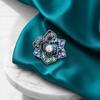 Camellia Brooch, 3D Hollow Floral Design Suit Badge with Imitation Pearl Cubic Zirconia Embellishment, Brooch Pin for Suits Scarves Accessories