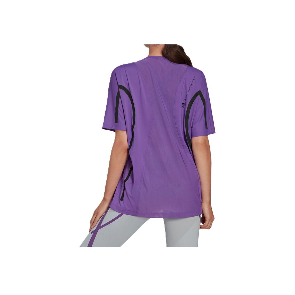 adidas Stella McCartney Color Block Loose Fit Round Neck Short Sleeve T-Shirt Women Tops Bright-Purple White HH7220
