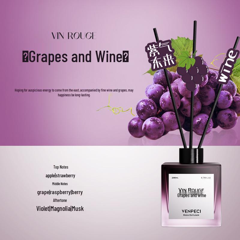 Luxury Flameless Aromatherapy: Long-Lasting Wine Aroma for Bedroom, Living Room, Hotel, and Bathroom Deodorizing. 200ml