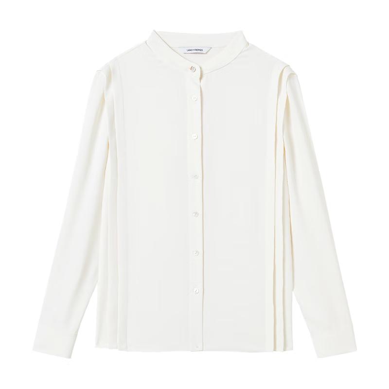 Lancy Commuter Style White Long-Sleeve Stand-Collar Shirt