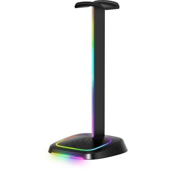 Support casque gamer - The G-Lab - K-STAND-NEON RGB - HUB USB/USB-C - Filaire - Éclairage RGB - Noir