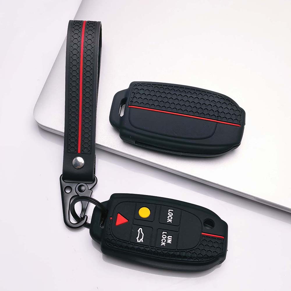 Key Fob Cover for Volvo XC90 XC70 S60 S80 V70 with Keychain Anti-Scratch Guard Shockproof Protection Soft Grip Texture Responsive Button Touch
