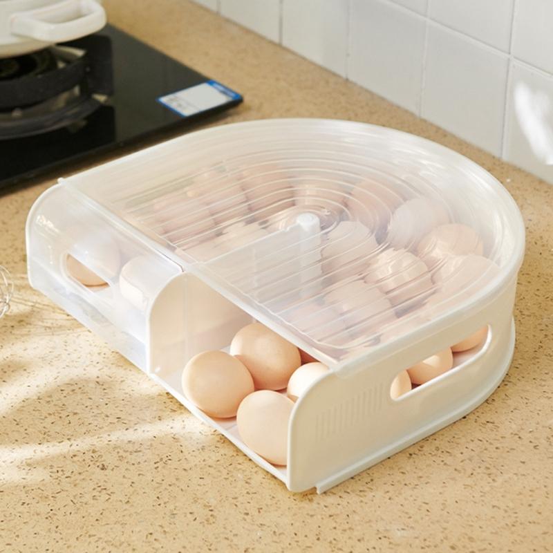 U Shape Refrigerator Eggs Holders With Rolling Design 2 Layer Clear Kitchen Storage For Holders And Restaurant