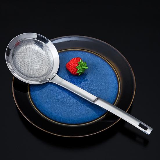 Stainless Steel Oil Skimmer Fine Mesh Wire Colander Strainer Flour Kitchen Spoon
