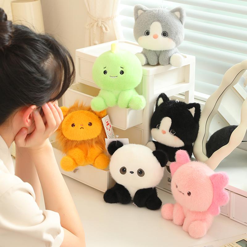 Cartoon Cat Lion Panda Dinosaur Axolotl Stuffed Doll Adorable Forest Animals Plush Toys Soft Sleep Appease Pillow for Kids Gift