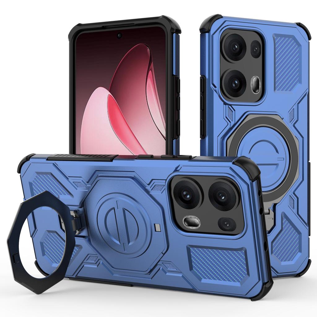 For Oppo Reno13 Pro 5G Magnetic Case Rotating Metal Kickstand PC+TPU Phone Back Cover