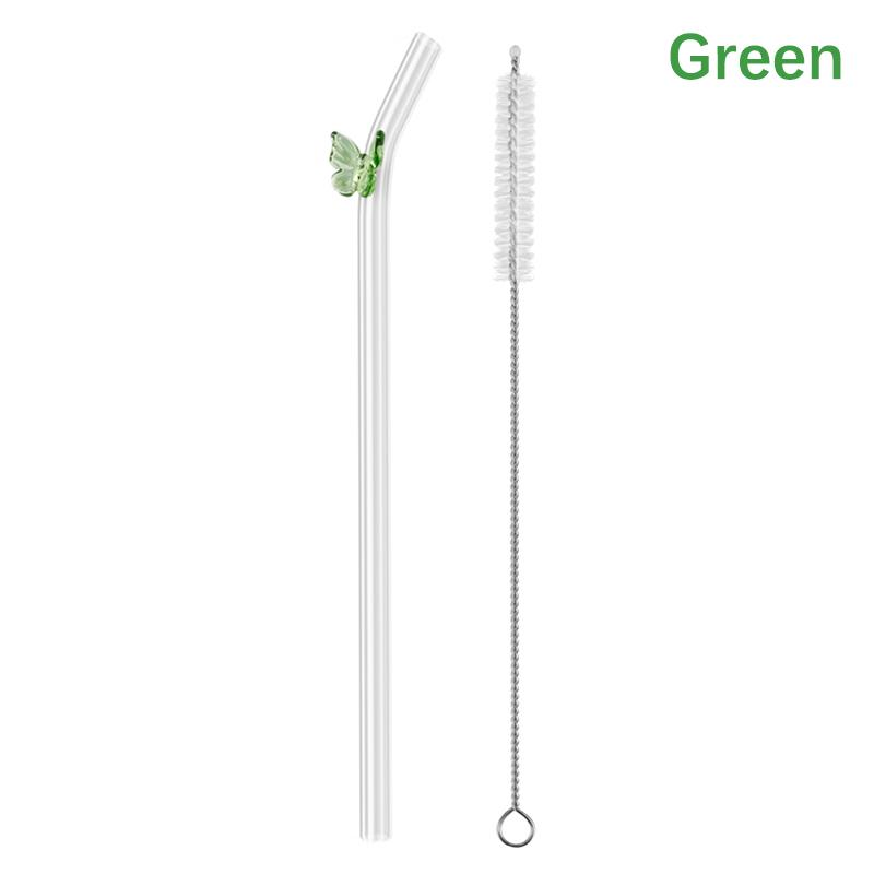 Butterfly Glass Straws Set Reusable Bar Tools for Smoothies Cocktails Tea Coffee Juicy Drinking Eco Friendly Drinkware