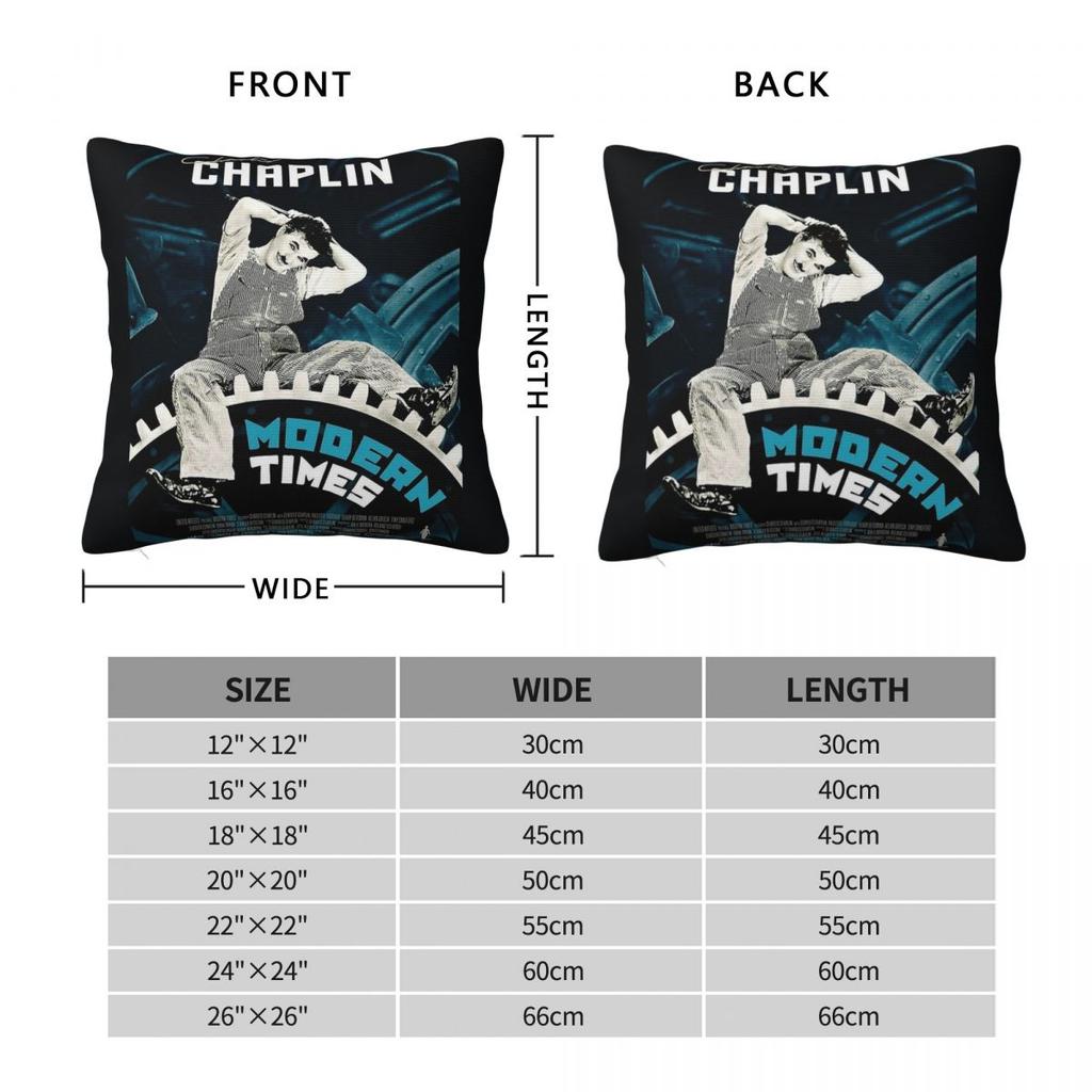 Tempi Moderni di Charlie Chaplin Federa Quadrata Poliestere Lino Velluto Creativa con Zip Federa Decorativa Custodia per Cuscino Auto