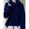 Women's European Wool Hooded Sweater: Thick, Loose-Fit, Long Sleeve, Slimming Base Layer.