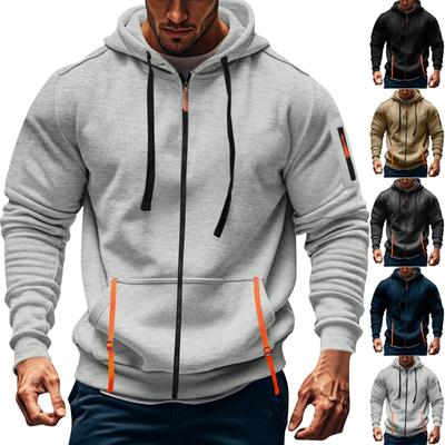 Men's Sports Casual Hoodie Hoodie Cardigan Zipper Multi-pocket Hoodie Coat