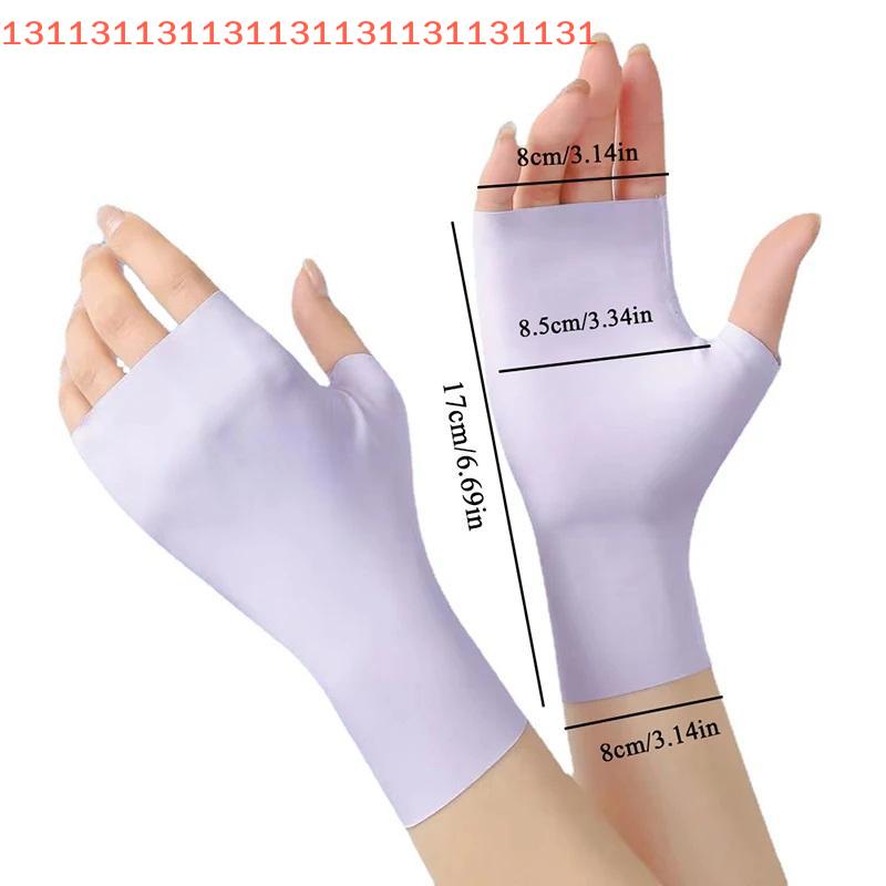 Pro Uv Protection Gloves For Nail Art Gel Nail Lamp Sunscreen Gloves Fingerless Hand Sun Care Thin Cool Ice Silk Silky Sun Glove
