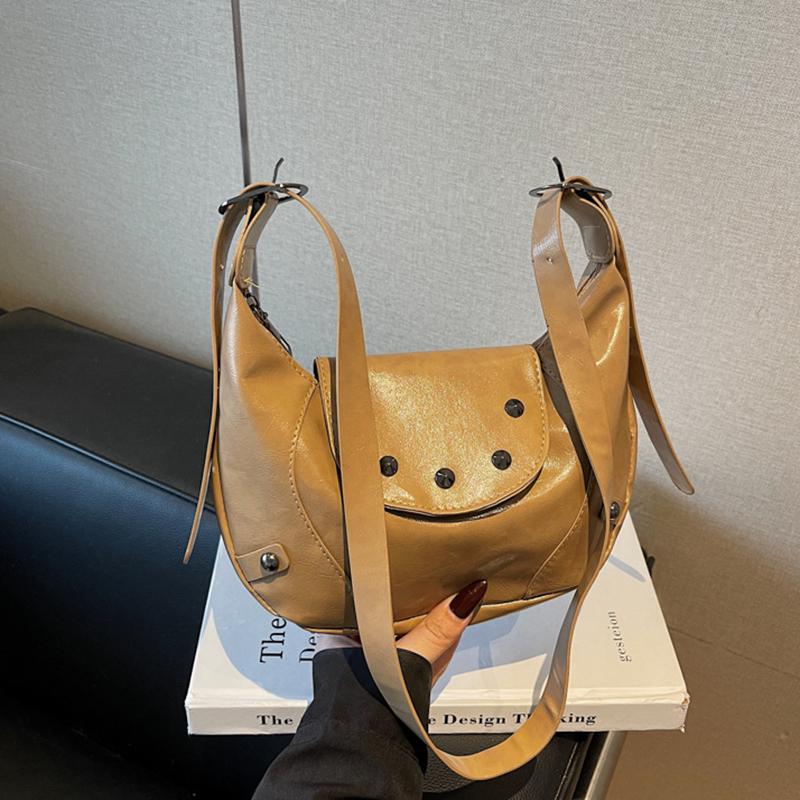 Trendy Fashion Rivet Handbag, High-end Texture Large-capacity Women's Underarm Bag, Retro Design Hobo Crossbody Bag KTB