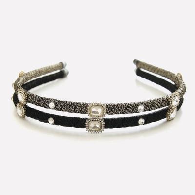 J.Lauren Rectangular Cubic Casting Slim Hairband H01329