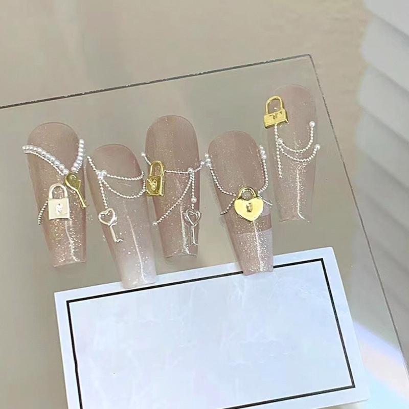 Nail Art Moulds Silicone Template Nail Designing Tool Lock Key Theme Silicone Handmade Molds for Manicure Creation