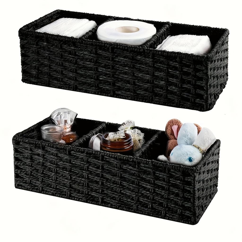 Handmade Paper Rope Storage Box, Toilet Tank Top Tissue Box Rack, Bathroom Storage Basket, Cosmetics Storage, Storage Box
