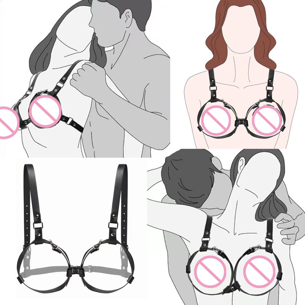 Sexspiel Offener BH-Gurt Frau Brust Fetisch Spiele Dessous SM Sklaven-BH Hebe-Sextoy-Kits PU-Leder Bondage-Ausrüstung 18+ Sex