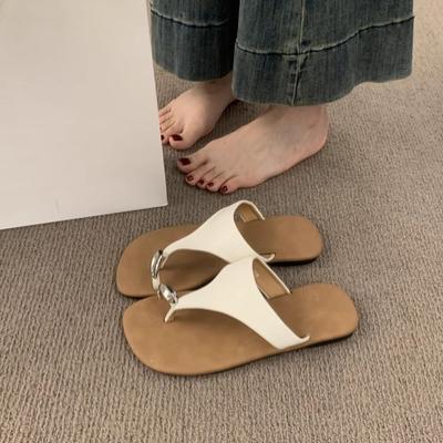 Korean Designer Set of Toe Flat-bottomed Slippers for Women's Summer Wear Is Not Tiring, Casual Toe Flip-flops, Beach Sandals